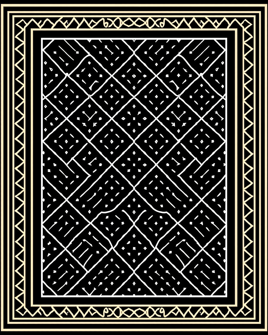 Black White Diamond Lattice Border Rug