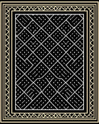 Black White Diamond Lattice Border Rug