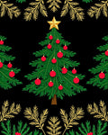 Green Pine Trees With Gold Star And Orbs Rug