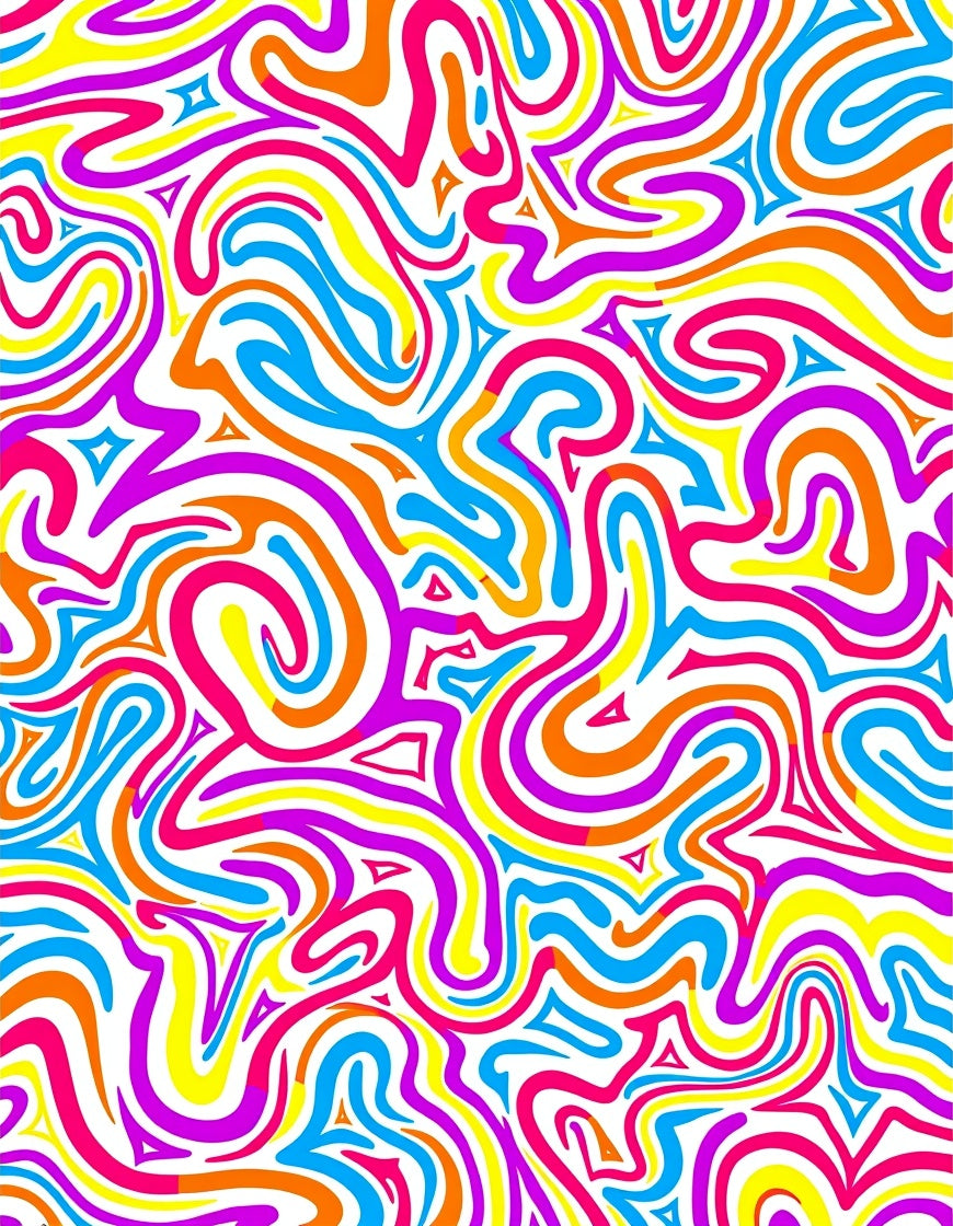 Vibrant Swirl Abstract Color Ribbons Rug
