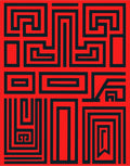 Bold Red Maze Geometric Rug