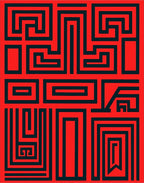 Bold Red Maze Geometric Rug