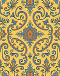 Ornate Blue and Orange Floral Medallion Rug