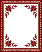 Rich Red Floral Corner Border Rug