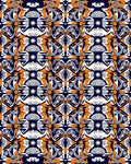Vibrant Orange Navy Floral Medallion Rug