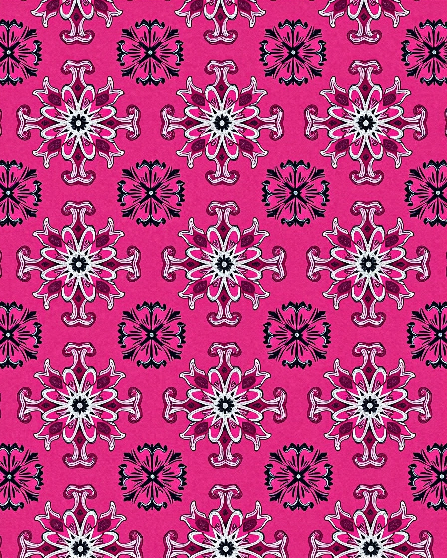 Hot Pink Floral Symmetry Rug