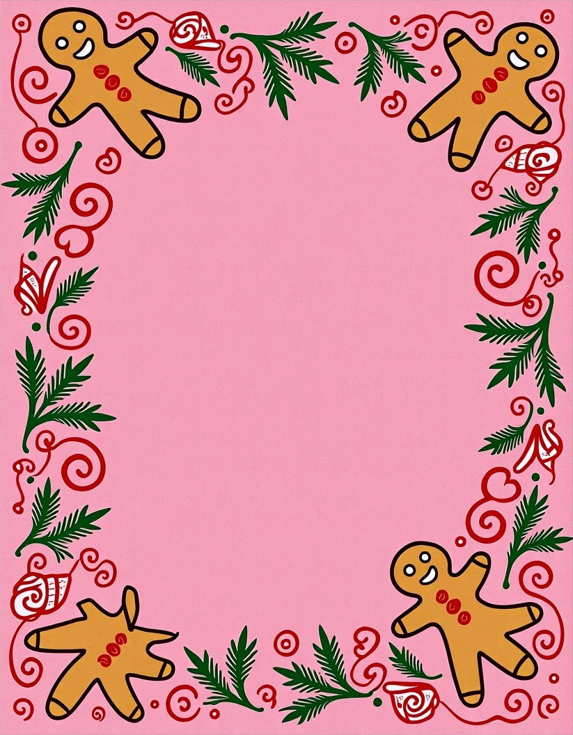Gingerbread Man Pink Garland Rug