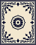 Cream Navy Floral Medallion Border Rug