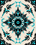 Bold Black Teal Floral Medallion Rug
