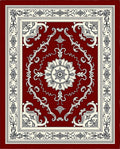 Red Ivory Floral Medallion Frame Rug