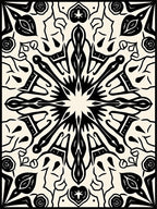 Black Cream Intricate Medallion Mandala Rug
