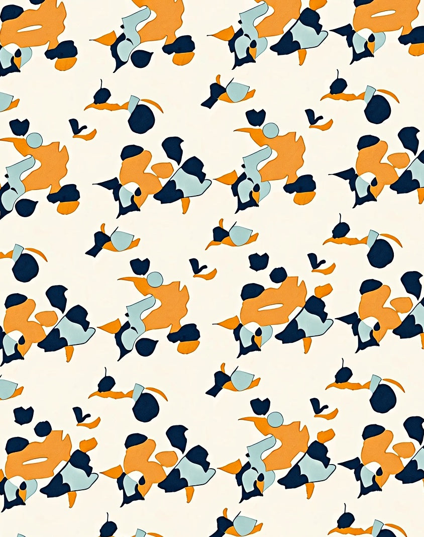 Abstract Orange Blue Navy Organic Shapes Rug