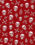Red White Skull Bone Collage Rug