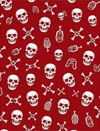 Red White Skull Bone Collage Rug
