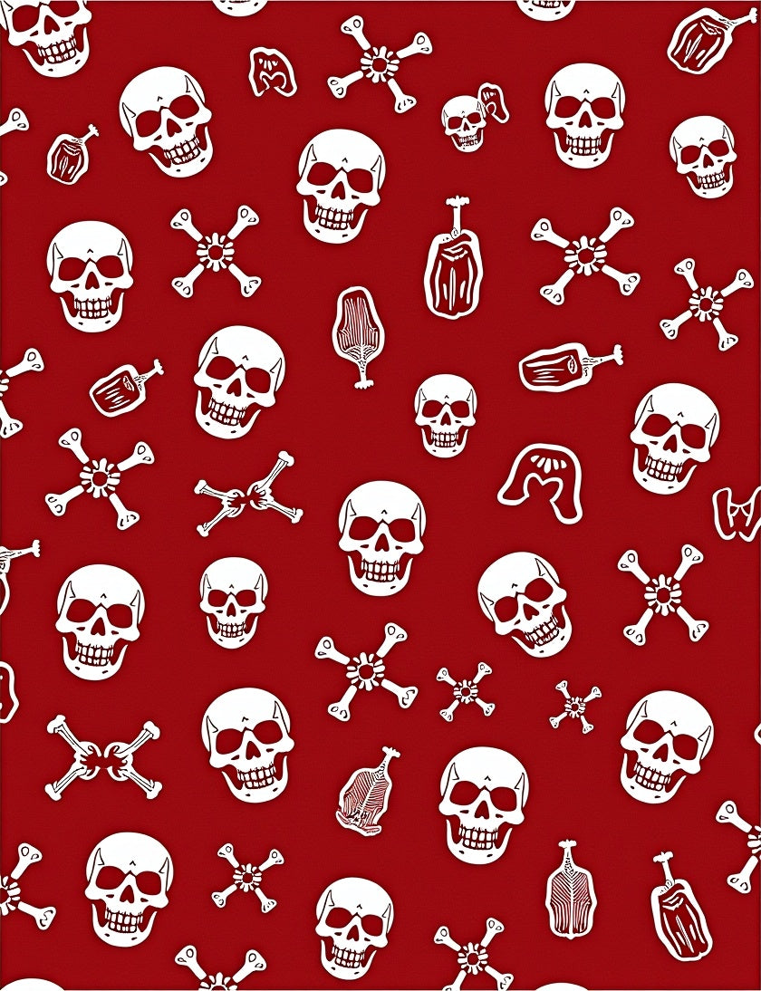Red White Skull Bone Collage Rug