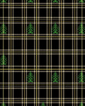 Black Gold Green Plaid Evergreen Tree Rug