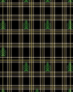 Black Gold Green Plaid Evergreen Tree Rug
