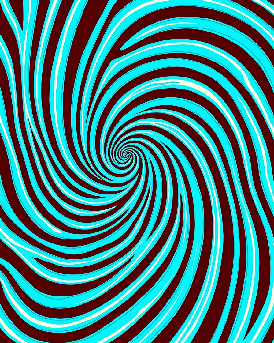 Turquoise White Swirl Spiral Abstract Rug