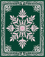 Forest Green Petal Snowflake Medallion Rug