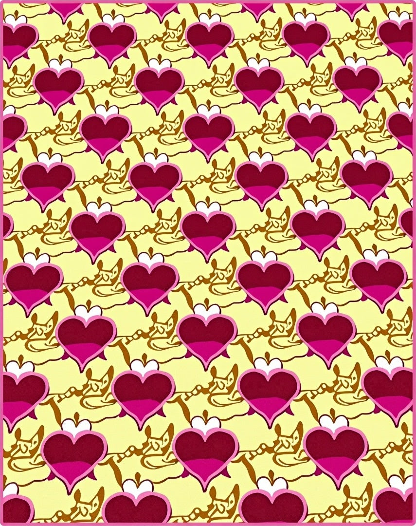 Pink Heart Yellow Chain Repeats Rug