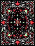 Red Green Starburst Medallion Black Rug