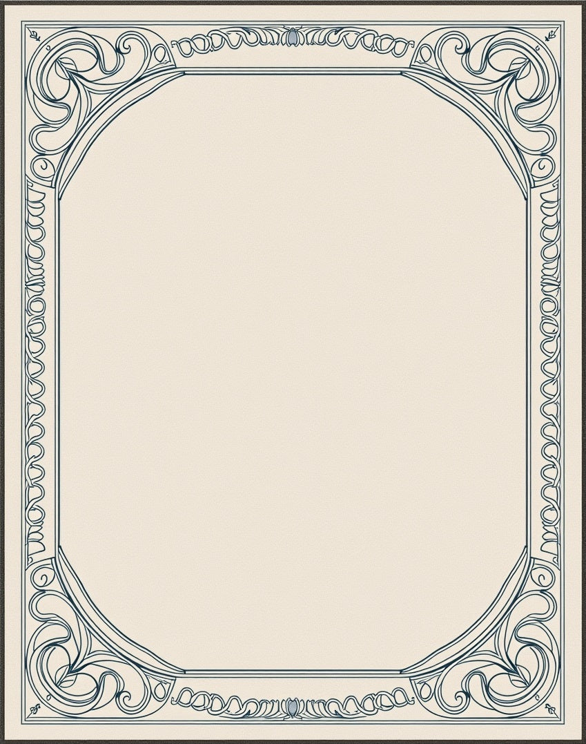 Art Nouveau Cream Navy Swirl Frame Rug