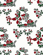 Folk Red Green Floral Swirl Rug