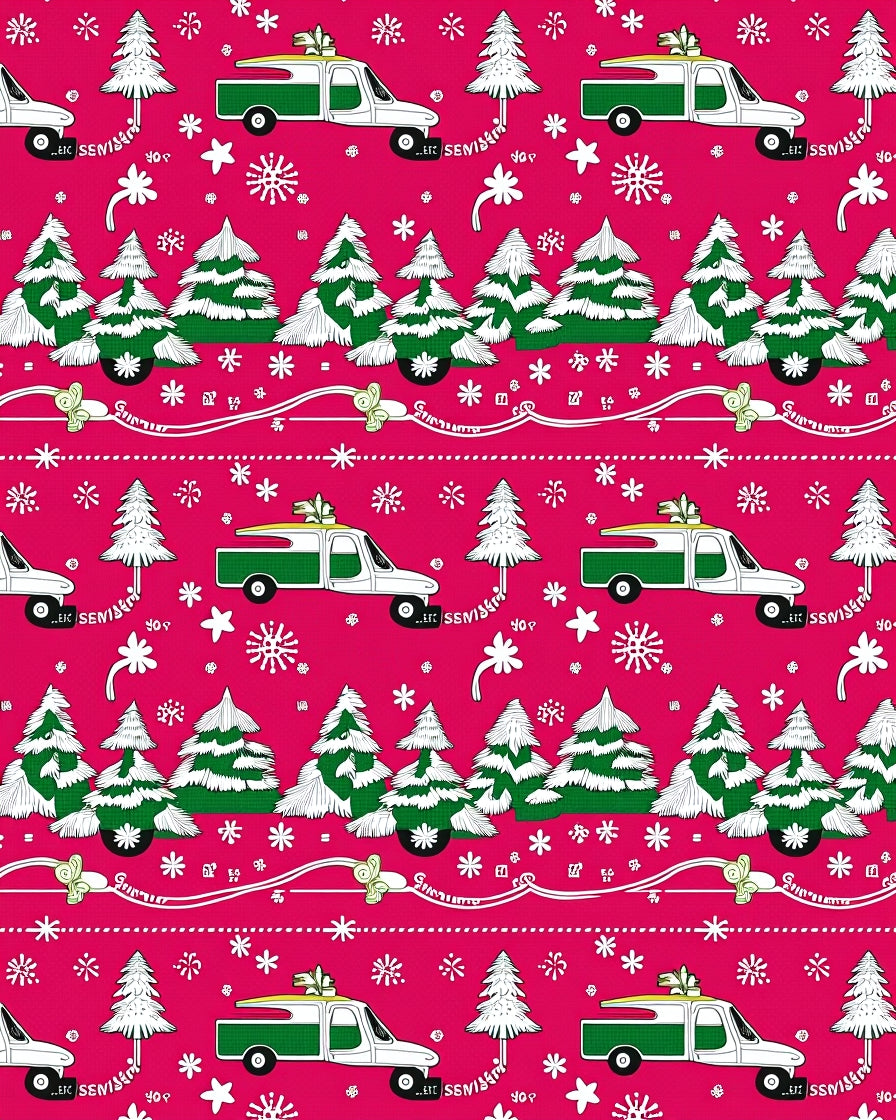 Christmas Trees Trucks Holiday Border Rug