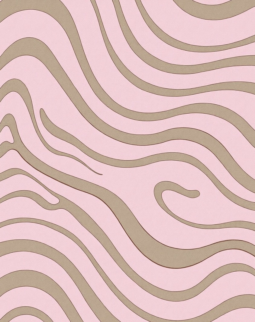 Soft Pink Beige Wavy Stripe Rug