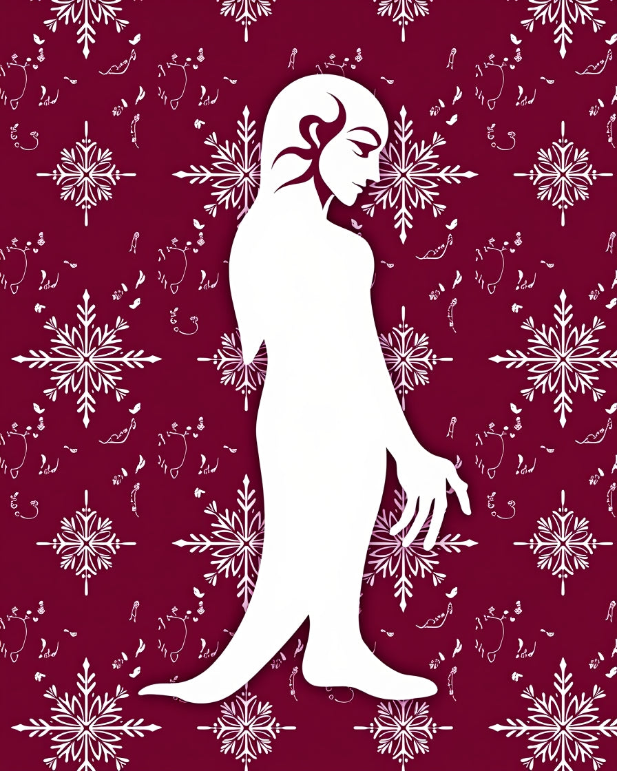 Crimson White Snowflake Figure Allegory Rug