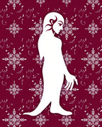 Crimson White Snowflake Figure Allegory Rug