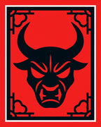 Bold Black Bull Head Minimalist Rug