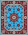 Red Floral Medallion Sky Blue Rug