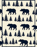 Dark Navy Bear Forest Scene Rug
