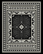Black Geometric Floral Medallion Border Rug