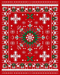 Red White Green Holiday Snowflake Medallion Rug