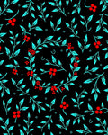 Aqua Red Berry Vine Wreath Rug