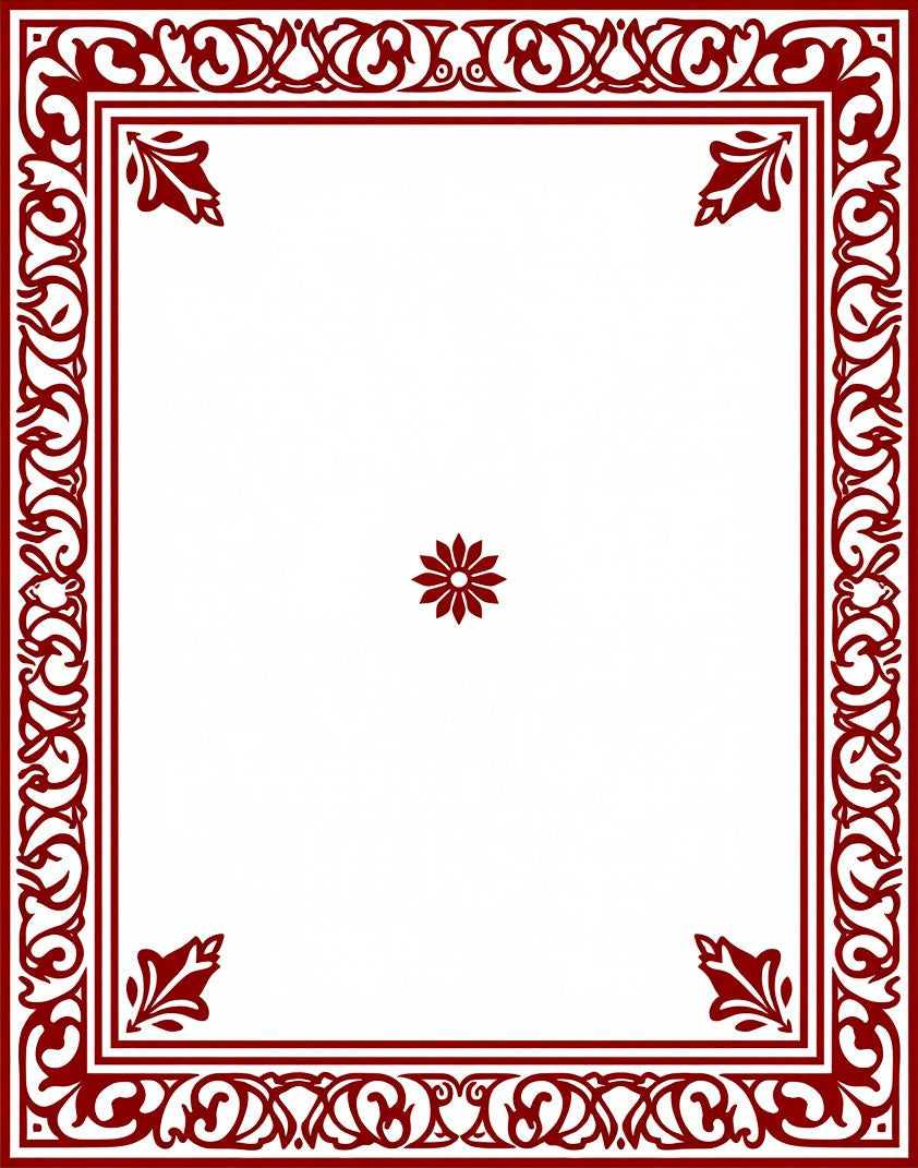 Deep Crimson Ornate Border Floral Rug