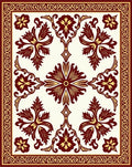 Maroon Gold Floral Medallion Frame Rug
