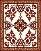 Maroon Gold Floral Medallion Frame Rug
