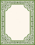 Elegant Green Scrollwork Frame Rug