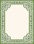 Elegant Green Scrollwork Frame Rug