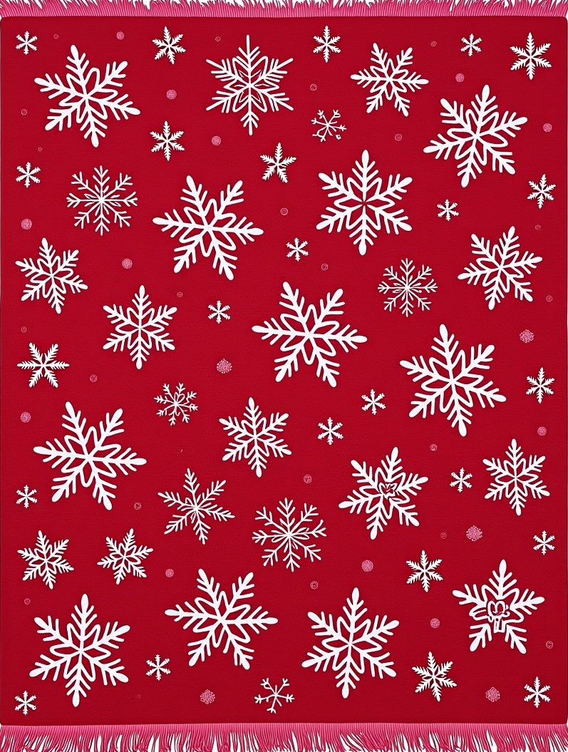 Red White Snowflake Scatter Rug