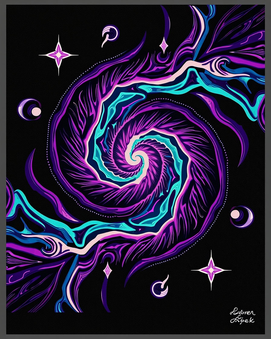 Vibrant Purple Cosmic Swirl Rug