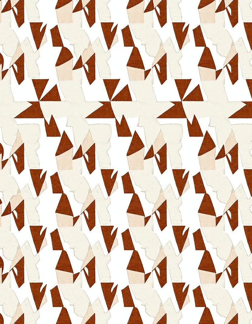 Rust Geometric Abstract Collage Rug
