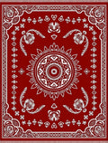 Red White Floral Mandala Border Rug