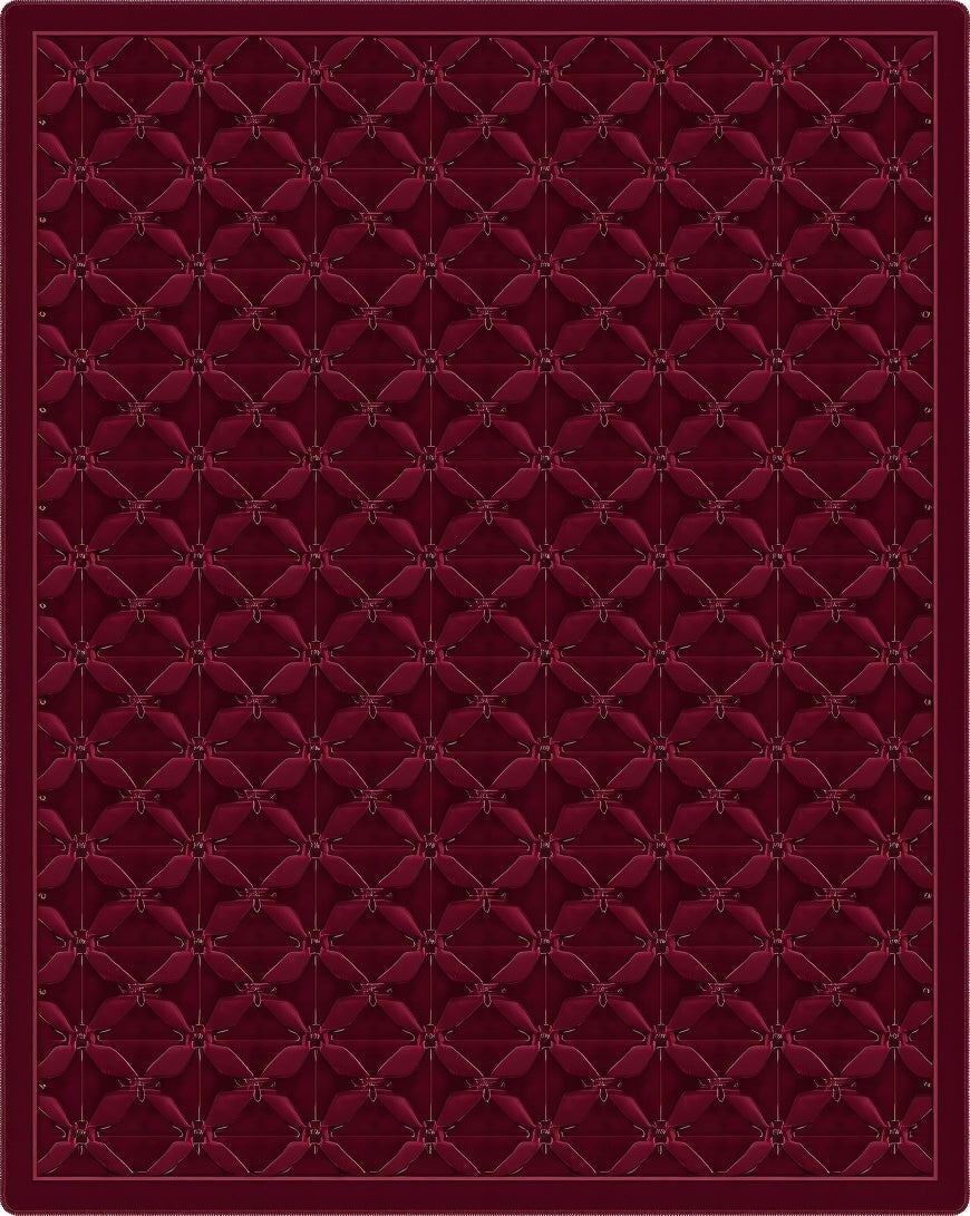 Deep Burgundy Embossed Diamond Quilt Rug