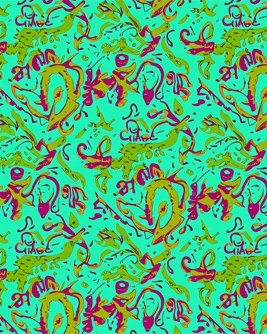 Aqua Scribble Abstract Jumble Art Rug