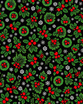 Crimson Berry Green Leaf Snowflakes Rug