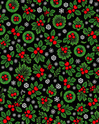 Crimson Berry Green Leaf Snowflakes Rug